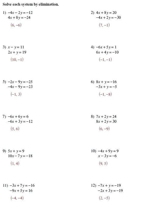STEP 1: The coefficients of the y-terms are already opposites. . Solving systems of equations by substitution answer key
